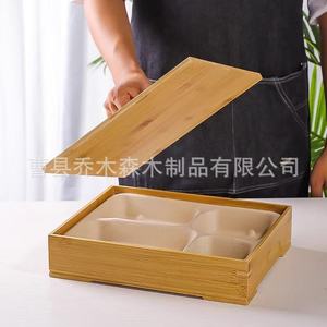 Loncheras de bambú y madera de alta gama, loncheras especiales para comidas corporativas y recepciones empresariales con compartimentos y platos. - Product Image 1