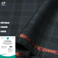 Tissu à carreaux 100% pure laine finement filée, 246 grammes, bleu et noir mélangés, style rétro britannique, pantalon et veste de costume printemps-automne