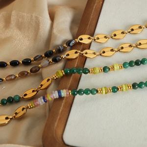 Nouveau style de <span class=keywords><strong>cour</strong></span> vintage européen Agate naturelle Abacus perle perlée à la main <span class=keywords><strong>cochon</strong></span> nez chaîne collier bijoux - Product Image 2