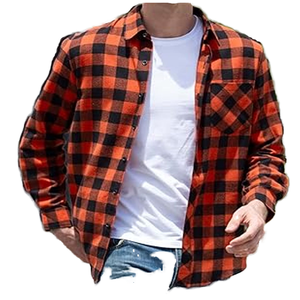 Camisa a Cuadros de Manga Larga con Cuello Cuadrado para Hombre, Talla Grande XL, Mezcla de Algodón con Cuentas, Cierre de Botón, Casual, Transpirable y Antiarrugas - Product Image 1