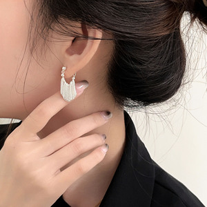 S925 Sterling <b>Silver</b> <b>Stud</b> Earrings Tassel Design For Women Everyday Wear - Product Image 2