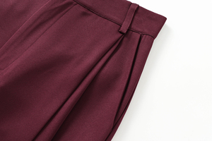 <span class=keywords><strong>Pantaloni</strong></span> Lunghi Casual da <span class=keywords><strong>Donna</strong></span> a Gamba Larga con Pieghe, Colore Borgogna - Product Image 4