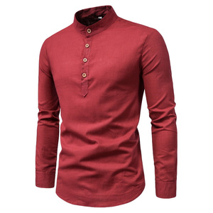 Camisa Casual de Lino y Algodón con Botones para Hombre, Primavera-Verano - Product Image 3