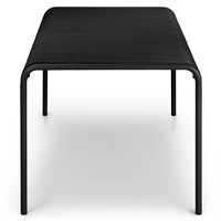 Table à manger extérieure moderne en acier inoxydable noir avec revêtement en poudre, style minimaliste, durable, personnalisable, 6/8/10 places, haute qualité