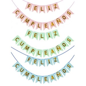 Guirlande de drapeaux Joyeux <span class=keywords><strong>Anniversaire</strong></span> en espagnol, bannière décorative suspendue pour fêtes d'<span class=keywords><strong>anniversaire</strong></span>, en papier - Product Image 2