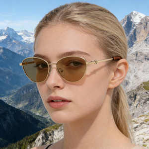 Nuevas gafas de sol tipo ojo de gato a la moda para mujer, lentes polarizadas UV400 TAC, montura de Metal y plástico, Color negro KS 3947 - Product Image 2