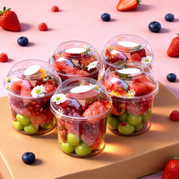 Wegwerp transparante fruit snijbeker vork lepel commerciële afhaal verpakking verzegeld verdikt lekvrij PET plastic aangepaste logo voedselverpakking
