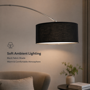 Lámpara de pie moderna con forma de arco, cubierta de tela E27, soporte de hierro, 208cm de altura, 180cm de ancho, para sala de estar, sofá, lectura, decoración del hogar - Product Image 4