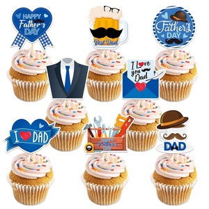 Nouveauté Fête Fête des Pères Anniversaire Décorations Fête Fête des Pères 8 Pièces Ensemble de Toppers pour Cupcakes Joyeuse Fête des Pères Piques à Gâteau Thème <span class=keywords><strong>Papa</strong></span> - Product Image 1