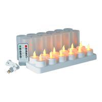 12 pièces/ensemble bougies scintillantes sans flamme rechargeables avec LED thé bougie lumière Base blanche BST045-R12 décoration de la maison bougies chauffe-plat
