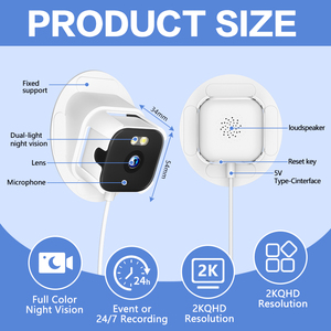 กล้องรักษาความปลอดภัยแบบมีสาย 3MP สำหรับติดหน้าต่าง กล้องวงจรปิดภายในอาคาร HD WiFi 2.4G&<span class=keywords><strong>5G</strong></span> กล้องมองกลางคืนแบบสี ตรวจจับความเคลื่อนไหวด้วย AI สำหรับความปลอดภัยภายในบ้าน - Product Image 6