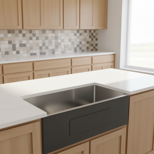 Évier de cuisine en acier inoxydable 32x19 à cuve unique, à encastrer sous plan, épaisseur 16 gauge, finition brossée, design ferme - Product Image 2
