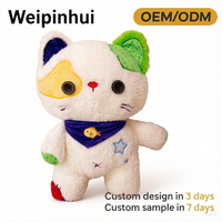 En gros, Adorable Peluche Chaton Blanc et Jaune aux Yeux Boutonnés, Doux et Moelleux, Jouet Animal en Peluche