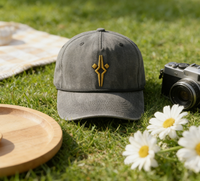 Casquette sportive 5 panneaux en sergé de coton lavé, broderie main avec logo personnalisé, vente en gros
