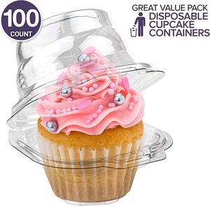 Caja desechable para cupcakes individual, Soporte transparente para cupcakes, caja de plástico para pasteles para fiesta de boda, baby shower, cúpula transparente para cupcakes - Product Image 6