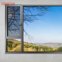 Ventanas Modernas de Aluminio con Doble Acristalamiento, Ventana Abatible de Aluminio Resistente a Huracanes con Mosquitera