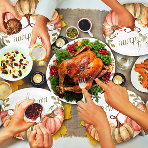 Premium Thanksgiving Pumpkin Printed Disposable Paper Plates Fall Party Tableware for Autumn Holiday Celebration - Product Image 5