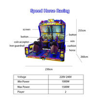 Machine de jeu vidéo d'arcade de course de chevaux à monnayeur, compatible anglais, 1000 1500W, jeu de course commercial
