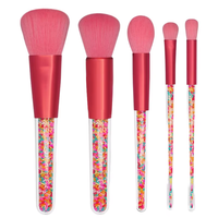 Ensemble de pinceaux de maquillage Portable Shell 5 pièces avec miroir fond de teint doux pour cheveux ombre à paupières pinceau de contour ensemble de pinceaux de maquillage