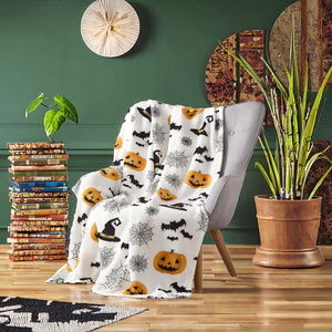 Couverture de canapé personnalisée éco-responsable pour Halloween, motif à pois tricoté, en flanelle et polaire Sherpa, pour toutes les saisons, usage domestique et en voyage - Product Image 3