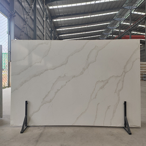 Proveedor de Fábrica, Losas de Piedra de Cuarzo Blanco Calacatta con Cero/Baja Cantidad de Sílice, Losa Grande para Villa Moderna con Diseño de Modelo 3D - Product Image 2