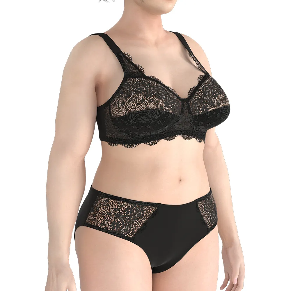 Women's cotton lace bra printed large size fat girl sexy lingerie sets plus size underwear sets