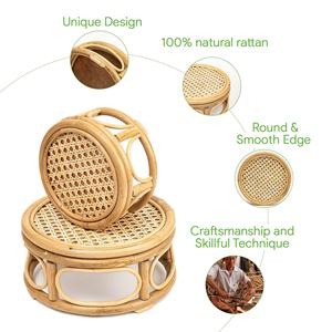 Support de <span class=keywords><strong>plante</strong></span> moderne du milieu du siècle <span class=keywords><strong>intérieur</strong></span> en bois petit bureau ferme rustique <span class=keywords><strong>piédestal</strong></span> de cercle de rotin naturel pour la décoration - Product Image 4