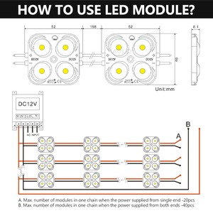 ADLED 3W DC12V/24V LED Modules IP67 Outdoor Lighting 6500k 4LEDs Each Waterproof for Sign Channel <b>Letter</b> <b>Light</b> Box - Product Image 6