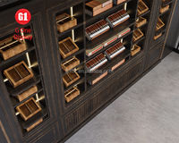 Conception d'intérieur de magasin de cigares sur mesure, présentoir mural pour magasin de tabac et de cigarettes, mobilier vintage en bois pour magasin de fumeurs