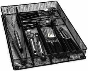 Metal <b>Large</b> Cutlery Tray Rectangle <b>Desk</b> Organizer Utensil Holder - Product Image 3