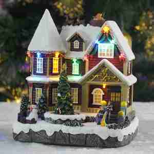 2025 New LED <strong>Christmas</strong> <strong>Village</strong> Scene Polyresin <strong>Christmas</strong> <strong>Village</strong> House with Music and Tree Movement - Product Image 4