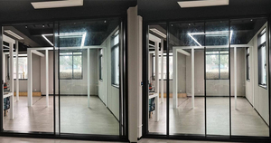 Porte coulissante en aluminium à cadre étroit robuste, finition noire mate 200, verre trempé isolant de 32 mm pour un design moderne - Product Image 3