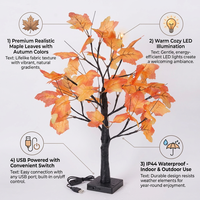 Luces LED de Árbol de Hojas de Arce, Decoración Artificial para Mesa de Exterior, Guirnalda de Luces Cálidas, Alimentación USB, IP44 Impermeable, Decoración Navideña