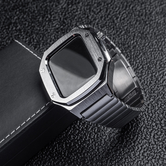 Original Designer Leather Band Strap and Metal Luxury Watch Case for Apple Smart Iwatch
