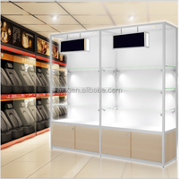 Aluminium-Glas-Vitrine für Sonnenbrillen mit LED-Beleuchtung und Schiebetür
