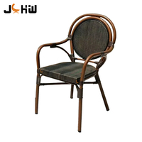 Chaise de jardin empilable moderne personnalisable en alliage d'aluminium pour restaurant, terrasse, villa et parc – Fauteuil de repas commercial d'extérieur