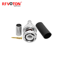 Connecteur RF BNC mâle 50 Ohms en laiton à sertir pour câble coaxial RG58, entièrement en laiton pour communication sans fil