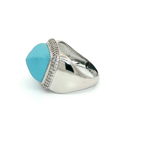 Silver Signet <b>Ring</b> with Square <b>Turquoise</b> Cabochon striking silver signet <b>ring</b> features a prominent square cabochon <b>turquoise</b> - Product Image 4