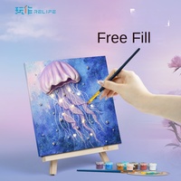 Kit de Peinture 3D en Relief DIY Peint à la Main, Peinture au Propylène, Artisanat d'Été Moderne Minimaliste, Méduse Océanique, Boîte Cadeau Sans Cadre, Anniversaires