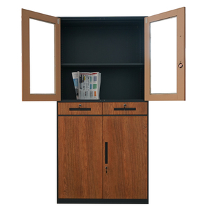 Nội Thất Văn Phòng Nhà Sản Xuất <span class=keywords><strong>2</strong></span> Đu Cửa Thép Hạt Gỗ Chuyển Tập Tin Tủ Kim Loại Lưu Trữ Tủ Tủ Với Ngăn Kéo - Product Image 4