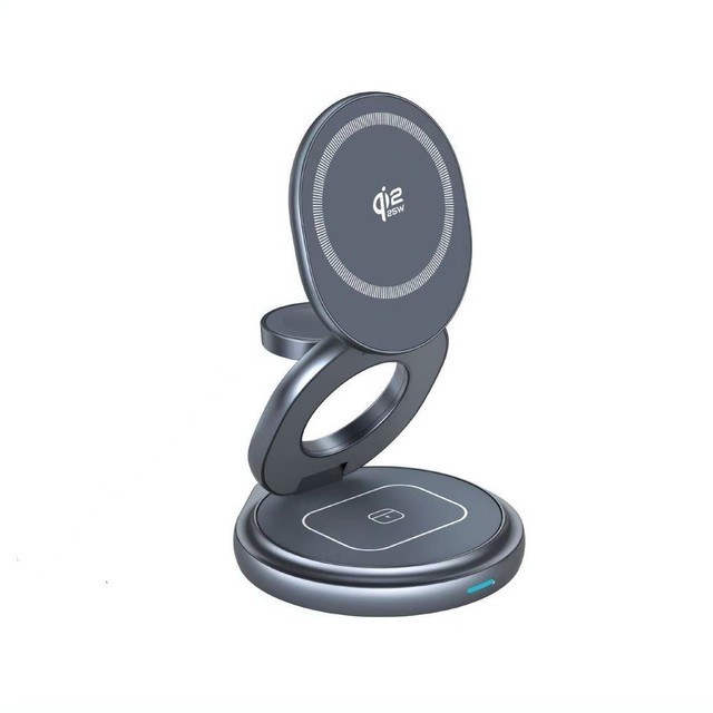 3 in 1 Wireless Travel Charger Desktop 360 Degrees Rotating OVP Protection Foldable Mobile Phone Lightweight Magnetic Charger