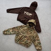 Produsen Pakaian Kustom OEM ODM Jaket Windbreaker Camo Pria Bahan Nylon untuk Outdoor dan Streetwear