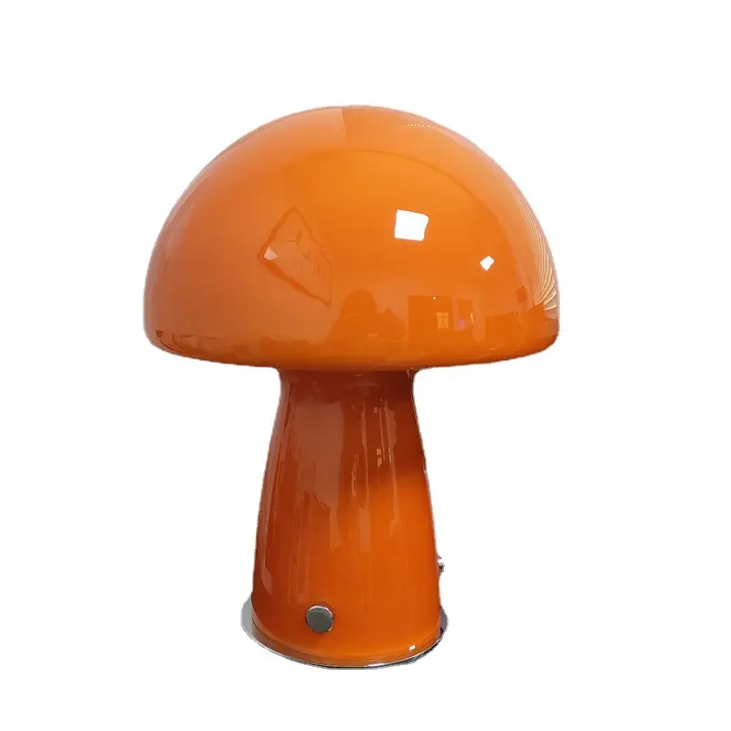 Boyid Mushroom Light Lamp Orange Glass Mushroom Table Lamp Touch Control Atmosphere Table Light Bedroom Bedside Lamp