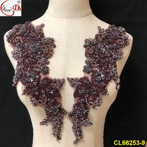 Lisami moda lüks kristal el yapımı beaned rhinestone gelinlik elbise aksesuar ve çiçek yama - Product Image 5