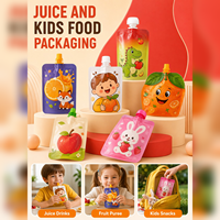 Pochette souple imprimée avec bec verseur et bouchon à vis, de qualité alimentaire, colorée, pour jus, purée de fruits, boissons et collations pour enfants