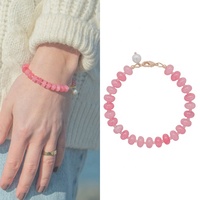 Novedades, Collar y Pulsera de Perlas de Agua Dulce de la Serie Rosa Dopamina, Ópalo de Piedra Natural, Hechos a Mano, para Mujer