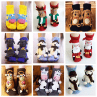 3d Carton Animal Antidérapant Tricoté Nouveauté Drôle Femmes Épais Chaussons Chauds Chaussettes