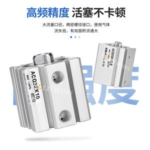 กระบอกลมแบบบาง ACQ แรงดันสูง ขนาด 12/16/20/25/32/40/50/63/80/100 สำหรับเครื่องจักร เชื่อมต่อแบบเกลียว โซลินอยด์ - Product Image 1