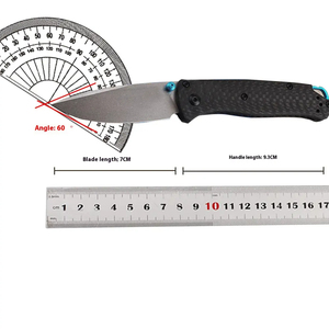 Cuchillo Táctico Plegable Mini HL BM535, Acero de Damasco, Mango de Fibra de Carbono, Cuchillo de Bolsillo, para Campismo al Aire Libre, Duradero, Autodefensa, OEM D2 - Product Image 2