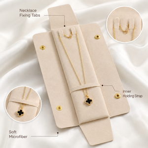 Pochette à bijoux rectangulaire portable en microfibre 22*6.5cm, personnalisable avec logo, fermeture à bouton, pour rangement de colliers, emballage de luxe, vente en gros - Product Image 3